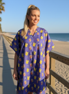 Women’s Blue Cotton Short Kaftan Dress | Boho House Dress & Resort Loungewear  S/M