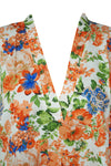 Womens Summer kaftan Dress, Handmade Orange Floral Print Caftans, Travel Fashion L-2X