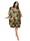 Women's Green & Blue Cotton Kaftan – Boho Beach Cover-Up Midi Dress for Resort Wear L-2X