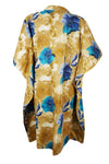 Womens Beach Coverup Kaftan, Green Blue Short Caftan Resort Wear, Cotton Dress L-2X