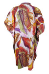 Women Boho Cotton Kaftan ,Colourful Leaf Print  Midi Caftan, Dress S/M/L