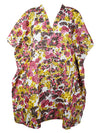 Womens Tunic Caftan Dress, Short Cotton Multicolor Floral Printed Kaftan Dresses, S/M