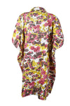 Womens Tunic Caftan Dress, Short Cotton Multicolor Floral Printed Kaftan Dresses, S/M