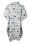 Boho Cotton Summer Kaftan Ivory Printed Short Caftan Beach Cover up Dresses S/M