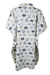 Boho Cotton Summer Kaftan Dress, Ivory Printed Short Caftan, Beach Cover up Dresses S/M