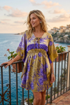 Women’s Olive Green Floral Kaftan – Boho Beach Cover-Up Dress M-XL