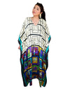 Multicolor Boho Silk Maxi Kaftan – Beach Cover-Up, Resort Wear Dress