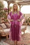 Berry Purple Flowy Kaftan Dress – Women’s Boho Vacation Maxi  L-2XL