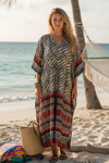 Women’s Neutral Tone Maxi Caftan – Boho Travel & Beachwear Essential L-2XL