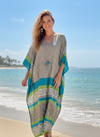 Fawn Blue Maxi Kaftan Dress – Boho Women’s Travel Wear & Resort Style 2XL