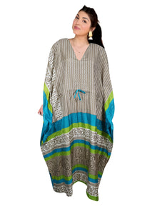  Fawn Blue Maxi Kaftan for Women – Boho Travel Dress & Resort Wear 2XL
