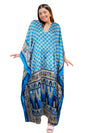 Women's Blue Maxi Kaftan – Flowy Beach Cover-Up Dress L-XL