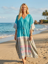 Women’s Blue Boho Maxi Kaftan Dress – Flowy Cruise Resort Wear Caftan  L-2XL