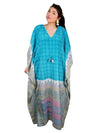 Women's Blue Boho Maxi Kaftan – Flowy Cruise Dress L-2XL