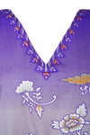 Womens Purple Floral Maxi Kaftan Dresses Beach Cover Lounger M-2X