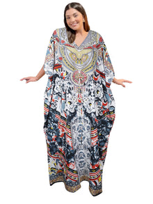  Boho Maxi Kaftan Dress for Women Multicolor Flowy Casual Caftan M-2XL