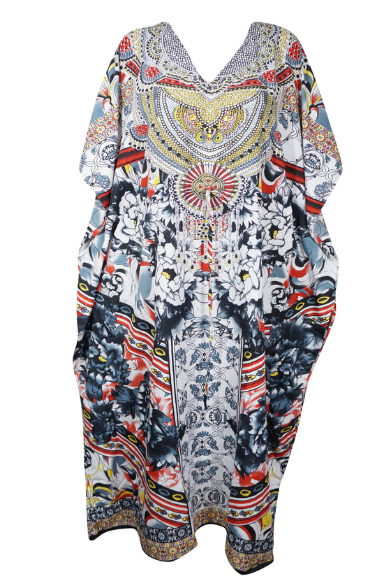 Boho Maxi Kaftan Dress for Women Multicolor Flowy Casual Caftan M-2XL