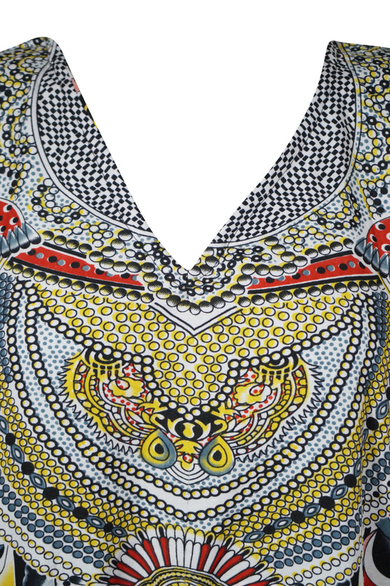 Boho Maxi Kaftan Dress for Women Multicolor Flowy Casual Caftan M-2XL
