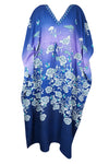 Womens Maxi Kaftan Dress Azure Blue Kimono Caftan Resort Dresses M-2X