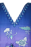 Womens Maxi Kaftan Dress Azure Blue Kimono Caftan Resort Dresses M-2X