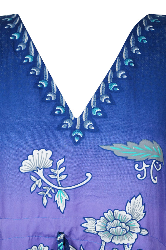 Womens Maxi Kaftan Dress Azure Blue Kimono Caftan Resort Dresses M-2X