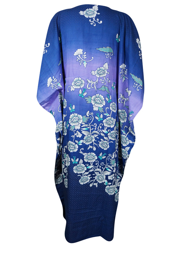 Womens Maxi Kaftan Dress Azure Blue Kimono Caftan Resort Dresses M-2X