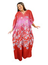 Red Floral Maxi Kaftan for Women – Cruise Dress, Beach Cover-Up & Sleepwear L-2XL