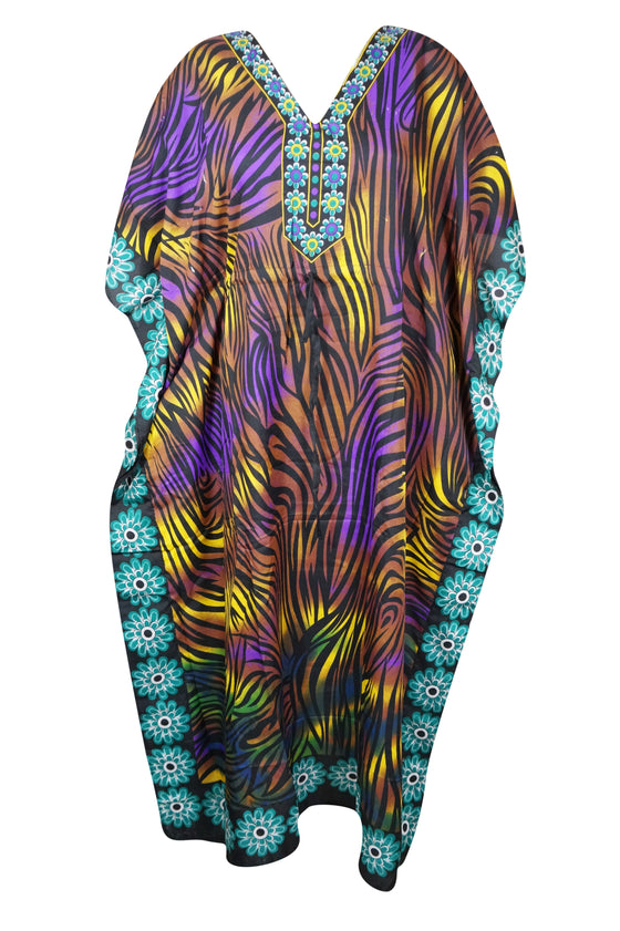 Womens Maxi Kaftan Dress Multicolor Kimono Caftan Resort Wear M-2X