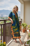 Boho Blue Maxi Kaftan Dress – Women's Resort Style Caftan M-2X