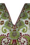 Women's Green & Red Boho Kaftan – Short Beach Dress for a Vibrant Summer Look L-2XL
