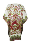 Women's Green & Red Boho Kaftan – Short Beach Dress for a Vibrant Summer Look L-2XL