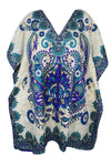 Women's Navy Blue & White Short Boho Caftan – Hippie Beach Dress for Summer  L-2XL