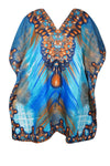 Women's Sky Blue & Orange Short Boho Caftan – Hippie Kaftan Dress Style L-2XL