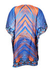 Women's Blue and Orange Boho Caftan – Short Hippie Kaftan Dress for Effortless Style L-2XL