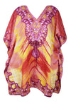 Women's Red and Yellow Boho Caftan – Short Hippie Beach Kaftan Dress Summer Style  L-2XL