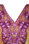 Women's Red and Yellow Boho Caftan – Short Hippie Beach Kaftan Dress Summer Style  L-2XL