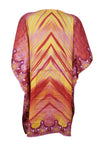 Women's Red and Yellow Boho Caftan – Short Hippie Beach Kaftan Dress Summer Style  L-2XL