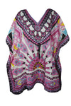 Women's Purple Boho Caftan – Short Hippie Beach Dress for Vibrant Summer Style L-2XL