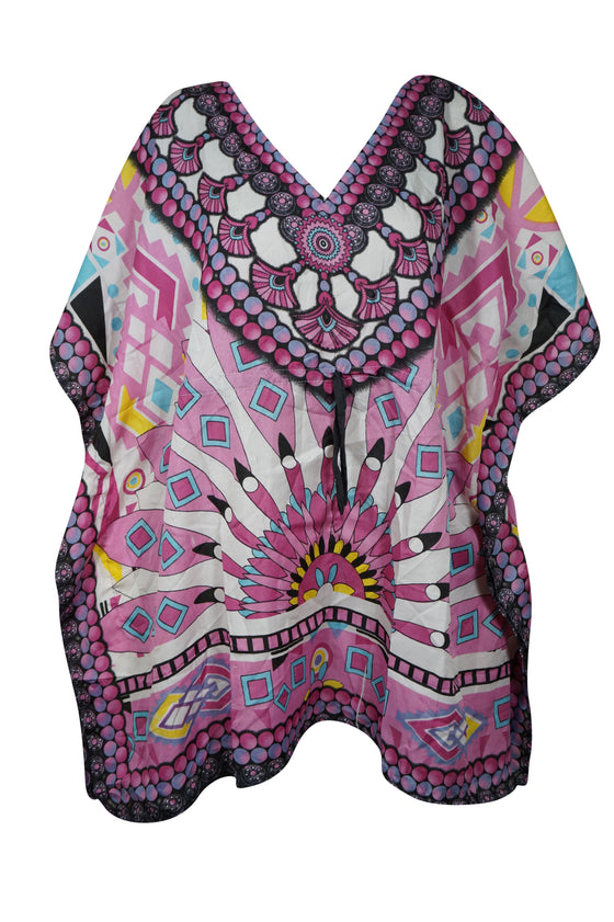 Women's Purple Boho Caftan – Short Hippie Beach Dress for Vibrant Summer Style L-2XL