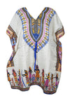 Blue and White Boho Kaftan Dress – Women's Short Hippie Beachwear  L-2XL