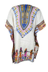 Blue and White Boho Kaftan Dress – Women's Short Hippie Beachwear  L-2XL