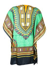 Forest Green Boho Kaftan Dress – Women's Short Beachwear for Vibrant Days L-2XL