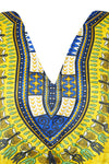 Women's Short Kaftan in Yellow and Blue – Breezy Boho Dress for Sunny Days L-2XL