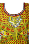 Boho Maxi Kaftan Dress for Women – Vibrant Yellow & Red Flowy Casual Caftan 2XL