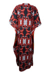 Boho Maxi Kaftan Dress for Women – Vibrant Yellow & Red Flowy Casual Caftan 2XL
