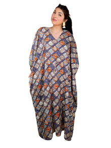  Boho Multicolor Kaftan for Women – Printed Caftan Beach Dress 2XL