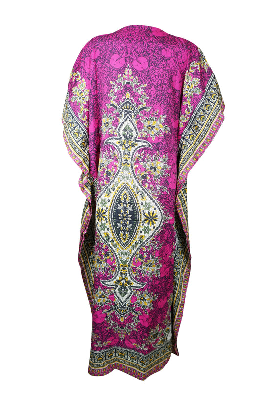 Women's Pink Maxi Boho Kaftan – Hippie-Inspired Beach Dress for Summer Style L-2XL