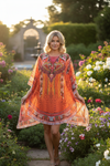 Boho Georgette Tunic Kaftan Dress – Maternity-Friendly Flowy Beach Cover-Up  XL