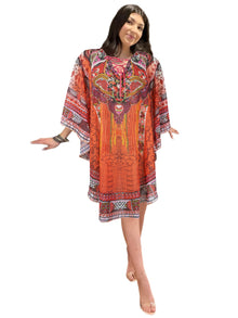  Boho Georgette Tunic Kaftan Dress – Maternity-Friendly Beach Cover-Up XL