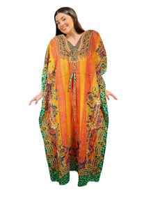  Women’s Peach Sheer Kaftan – Oversized Caftan Maxi Dress for Travel & Resort Wear L-2Xl